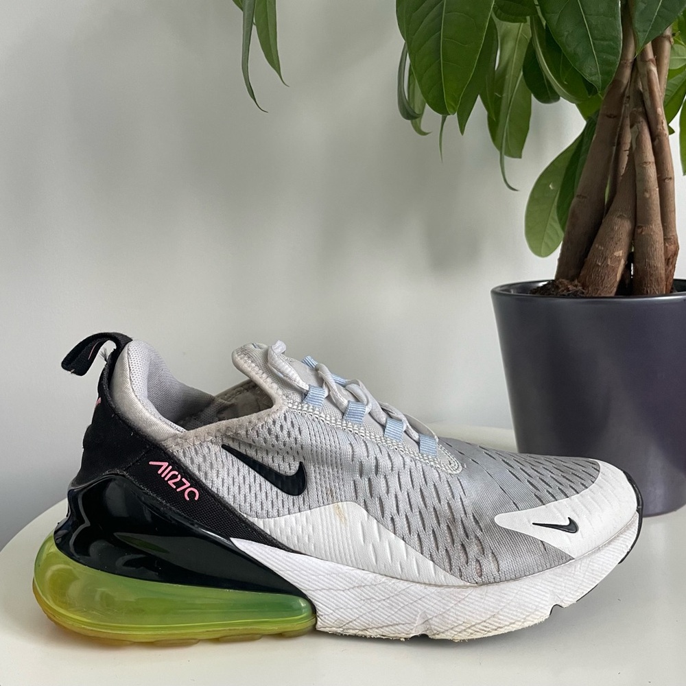 Women Size 7.5 Nike Air Max 270 Pure Platinum Black-Volt-White FJ0734 043 Shoes